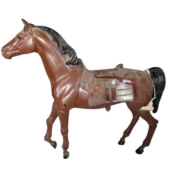 12" Vintage Model Dark Bay Horse W/Jointed Legs, Saddle ~Painted Mane & Tail - Picture 5 of 8